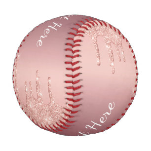 Rose Gold Glitter Baseball with Custom Text Name