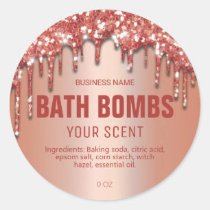 Rose Gold Glitter Bath Bomb Labels