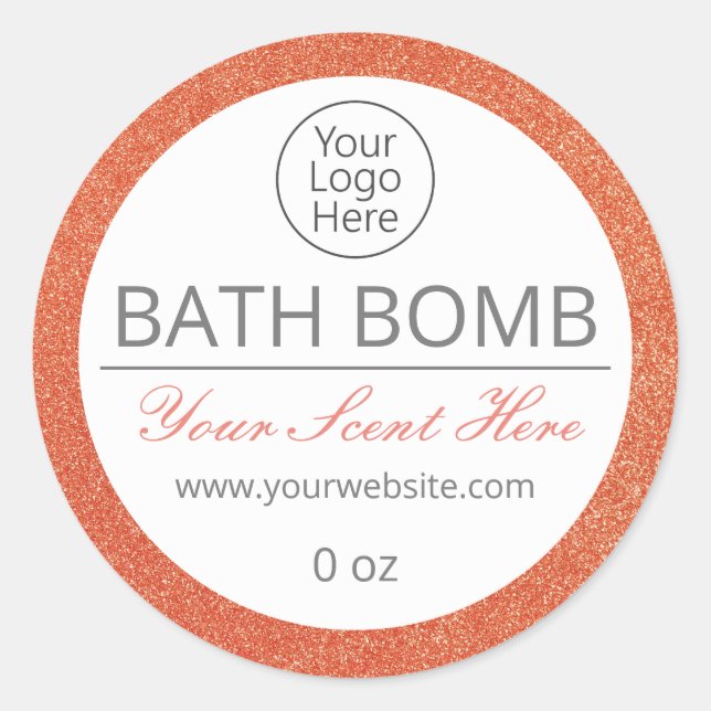 Rose Gold Glitter Bath Bomb Soak Logo Labels (Front)