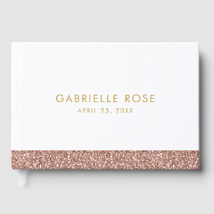 Rose Gold Glitter Bday Mitzvah Wedding Guest Book