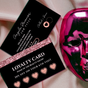Rose Gold Glitter Beauty Salon Loyalty Card