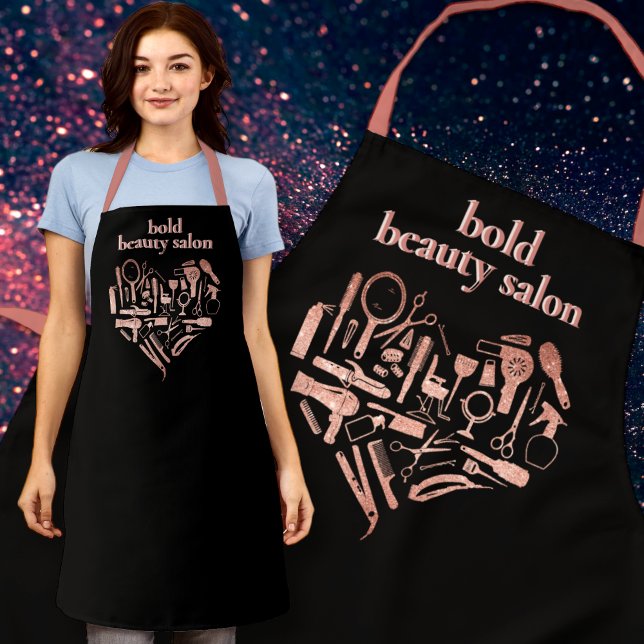Rose Gold Glitter Beauty Salon Tools Hair Stylist Apron (Creator Uploaded)