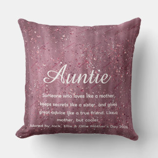Rose Gold Glitter Best Ever Aunt Definition Person Cushion