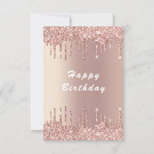 Rose Gold Glitter Birthday Card - Customised