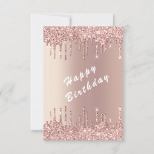 Rose Gold Glitter Birthday Card - Personalised