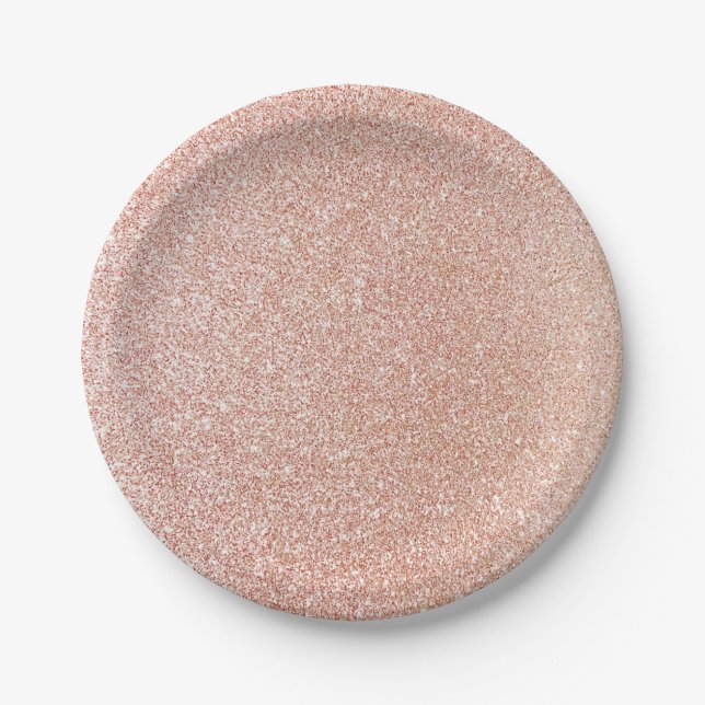 Rose Gold Glitter Birthday Paper Plate (Front)