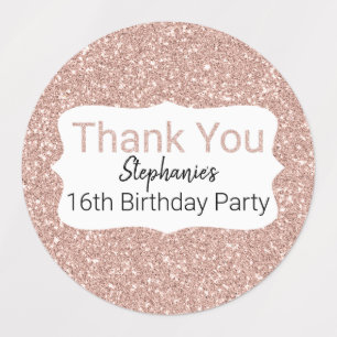 Rose Gold Glitter Birthday Thank You