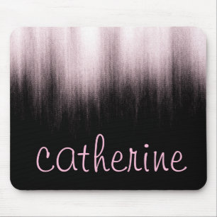 Rose Gold Glitter Black Faux Foil Glittery Mouse Mat