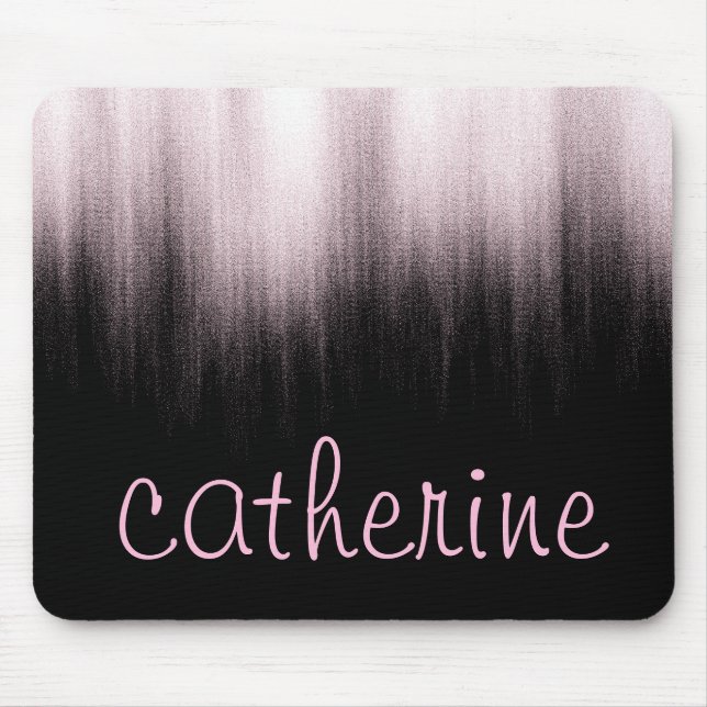 Rose Gold Glitter Black Faux Foil Glittery Mouse Mat (Front)