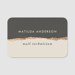 Rose gold glitter black girly elegant modern chic name tag