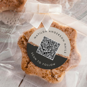 Rose gold glitter black modern elegant budget classic round sticker