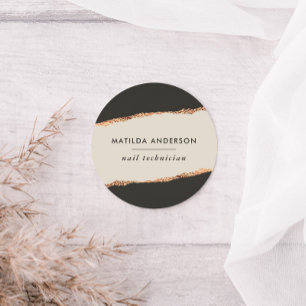 Rose gold glitter black modern elegant budget classic round sticker