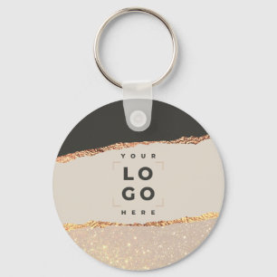 Rose gold glitter black modern elegant budget key ring