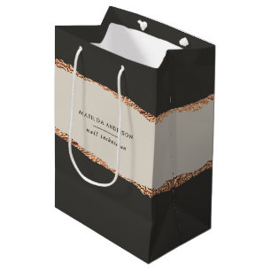 Rose gold glitter black modern elegant budget medium gift bag