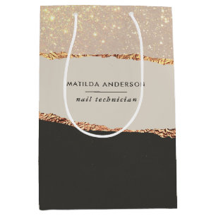Rose gold glitter black modern elegant budget medium gift bag
