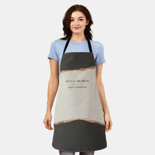 Rose gold glitter black modern elegant unique apron