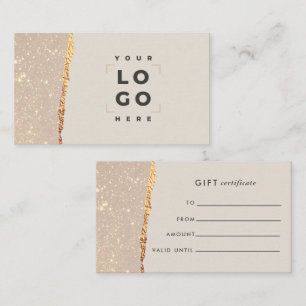 Rose Gold Glitter & Black Modern Gift Certificate