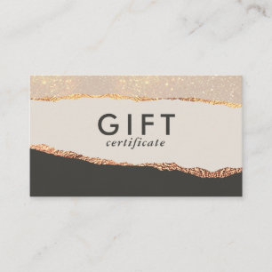 Rose Gold Glitter & Black Modern Gift Certificate