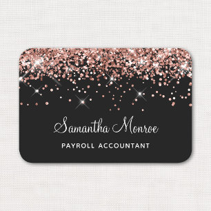 Rose Gold Glitter Black Name Tag