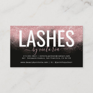 Rose Gold Glitter Black Pink Eyelashes Technician  Loyalty Card