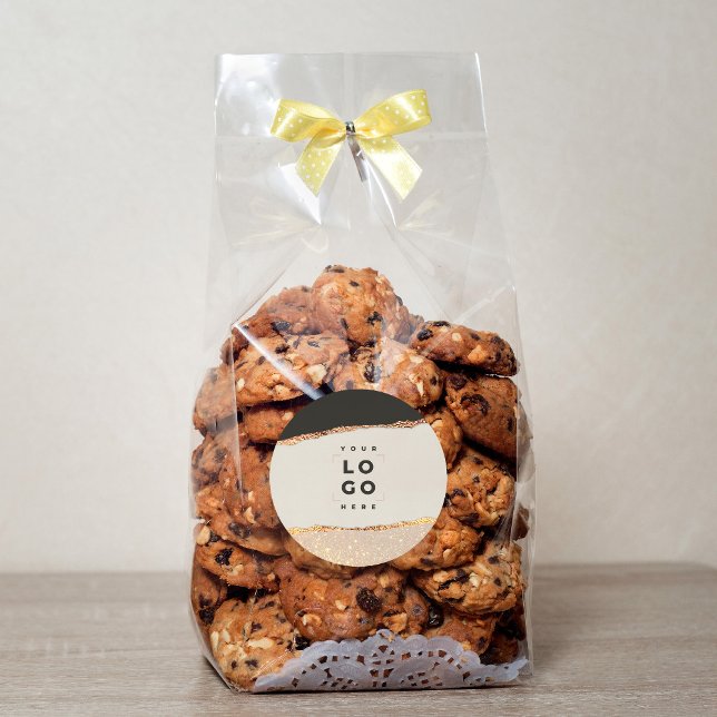 Rose gold glitter black pink modern logo branding classic round sticker (Creator Uploaded)