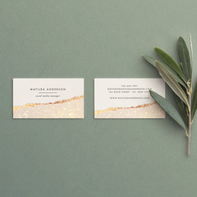 Rose gold glitter black pink modern square busines business card (Creator Uploaded)