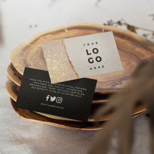 Rose gold glitter black pink modern thank you business card