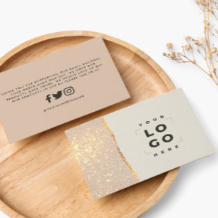 Rose gold glitter black pink modern thank you pink business card