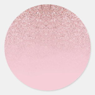 Rose Gold Glitter Blank Template Add Text Modern Classic Round Sticker