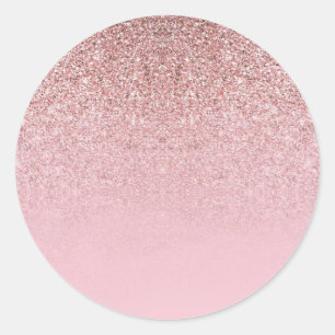 Rose Gold Glitter Blank Template Add Your Text Classic Round Sticker