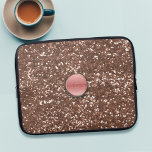 Rose Gold Glitter Bling Elegant Modern Monogram Laptop Sleeve<br><div class="desc">There's lots of lovely faux rose gold glitter type bling and a pretty big pink glass button on this. It's a printed effect so it won't give you GFS (glittery finger syndrome) and the button won't fall off. Add your initials</div>