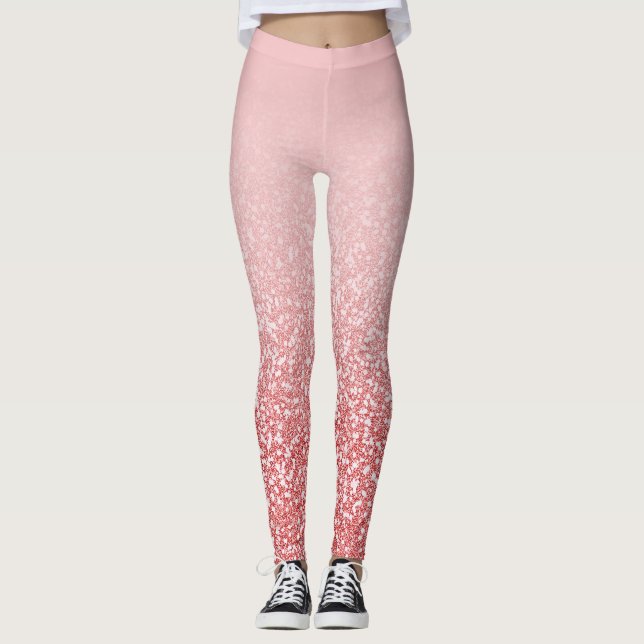 Rose Gold Glitter Blush Ombre Leggings (Front)