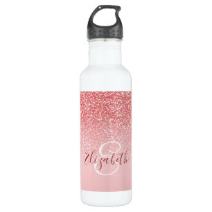 Rose Gold Glitter Blush Ombre Monogram 710 Ml Water Bottle