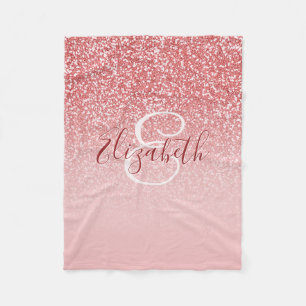 Rose Gold Glitter Blush Ombre Personalised Fleece Blanket