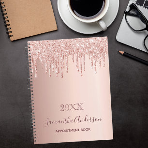 Rose gold glitter blush pink appointment book 2022 planner