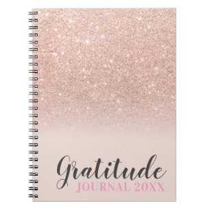 Rose gold glitter blush pink gratitude journal