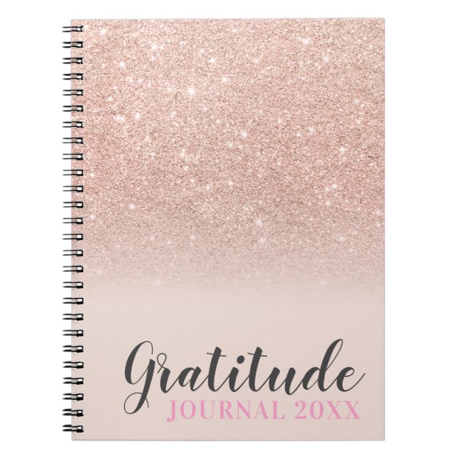Rose gold glitter blush pink gratitude journal (Front)