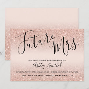Rose gold glitter blush pink Mrs bridal shower Invitation