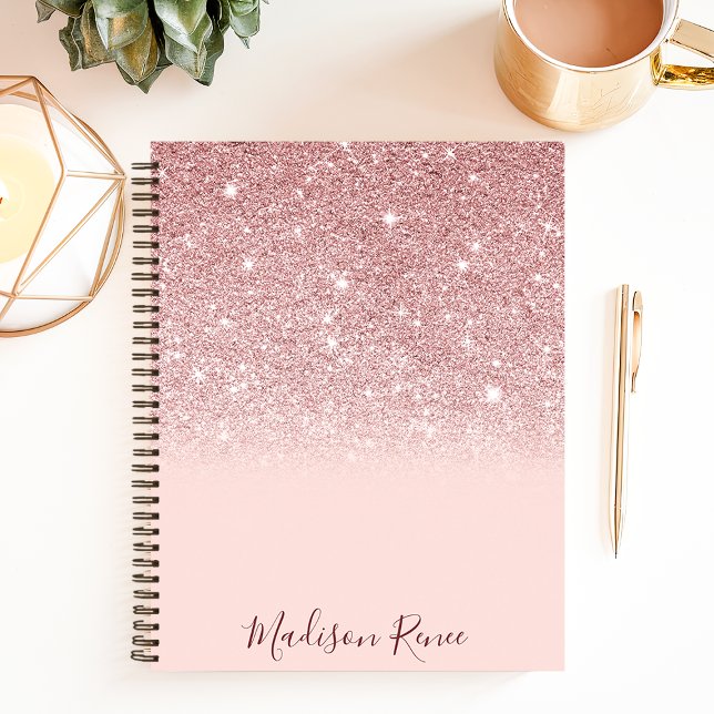 Rose Gold Glitter Blush Pink Ombre Notebook (Creator Uploaded)