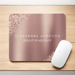 Rose Gold Glitter | Blush Pink Sparkle Glitter Mouse Mat<br><div class="desc">Blush Pink - Rose Gold Glitter Faux Sparkle Glitter Metallic Foil Minimalist Business Mousepad (Mouse Pad) with white lettered typography for the monogram. The Rose Gold Girly Business design can be customised with your name. Please contact the designer for customised matching items.</div>