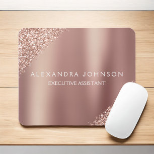 Rose Gold Glitter   Blush Pink Sparkle Glitter Mouse Mat