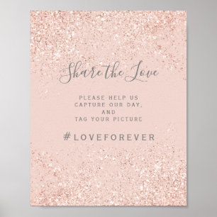 Rose gold glitter blush pink wedding sign