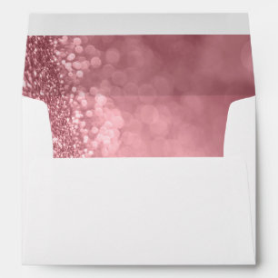Rose Gold Glitter Bokeh Liner w/ Return Address 3 Envelope