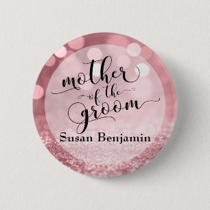 Rose Gold Glitter Bokeh Mother of the Groom Type 6 Cm Round Badge