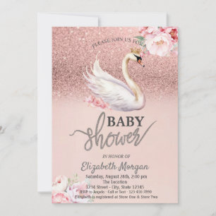 Rose Gold Glitter Bokeh, Pancakes  Baby Shower Invitation