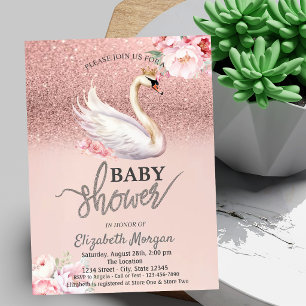 Rose Gold Glitter Bokeh, Pancakes  Baby Shower Invitation