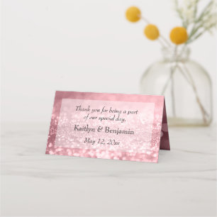 Rose Gold Glitter Bokeh & Typography v2 Place Card