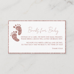 Rose Gold Glitter Books for Baby Baby Shower Enclosure Card