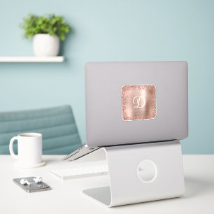 Rose Gold Glitter Border and Foil Monogram