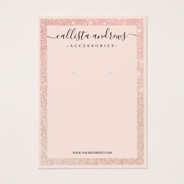 Rose Gold Glitter Border Cursive Earring Display (Front)